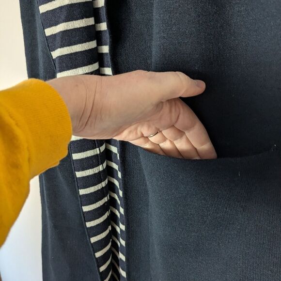 Anthropologie Moth Long Line Navy Striped Sweater Vest - Picture 5 of 6